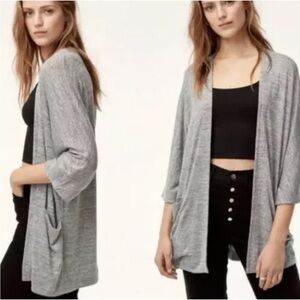 Aritzia Wilfred Free Gray Zlata Sweater Open-Front Cardigan with Pockets Sz M